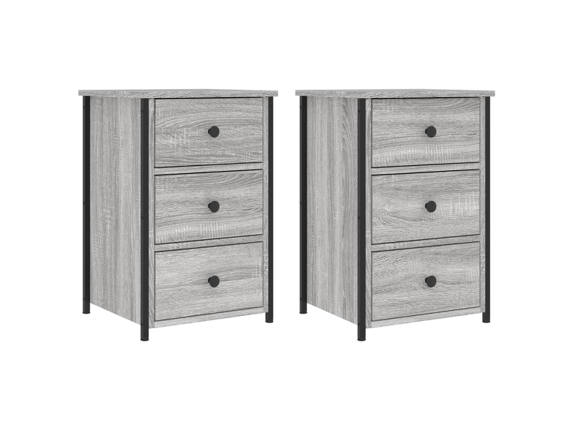 Maison Exclusive - Mesitas Noche 2 Uds Madera Ingeniería Gris Sonoma 40x36x60 Cm