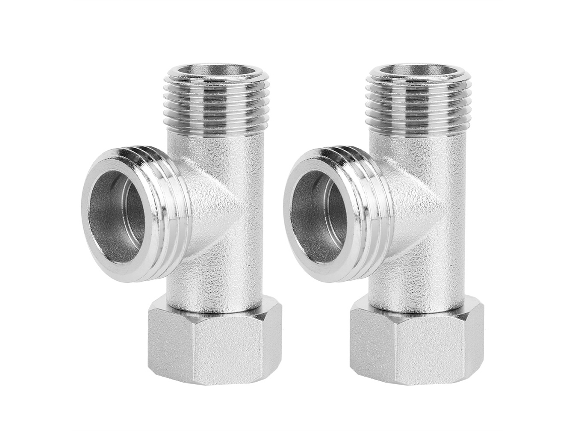 2pcs Conector Válvula 3 Vias Desviador Vaso Sanitário Adaptador Descarga Rosca 3/8 E 1/2 Polegada Cobre Com Níquel