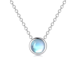 Collar con piedra lunar artificial, longitud de la cadena 40+5 cm, estilo europeo y americano sencillo en plata de ley 925 MDUG