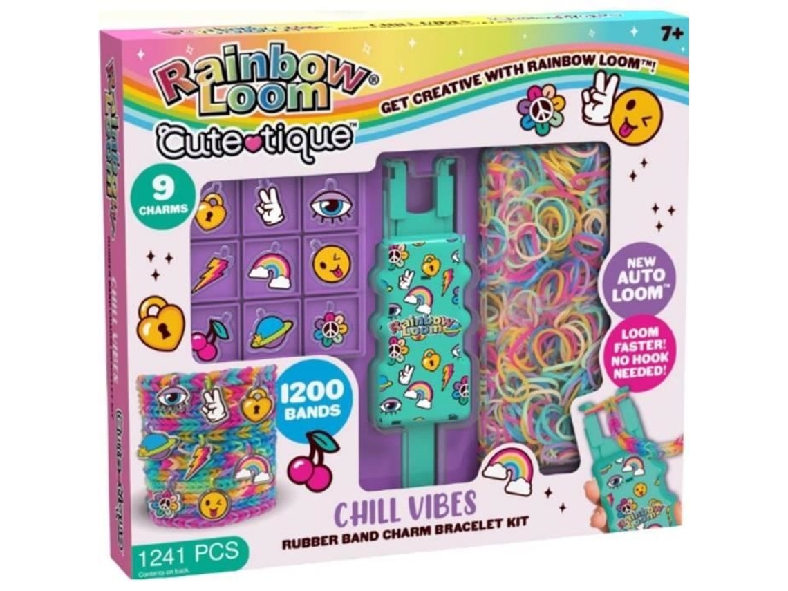 Bandai Rainbow Loom Cute Tique - Juego automático para hacer pulseras elásticas (contiene 1200 elásticos y accesorios)
