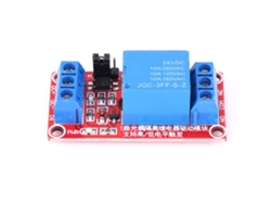 Módulo de relé monocanal con aislamiento por optoacoplador, disparo por nivel bajo, compatible con PLC de 24 V (sin marca).