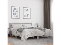 Estructura Cama Madera Ingeniería Metal Gris Sonoma 150x200 Cm