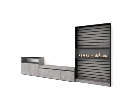 Muebles de Salón para TV 360x186x35cm Para TV hasta 65 Chimenea eléctrica Cemento