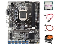 Placa Base B75 Para Minería De Eth 12 Pcie A Usb + Cpu I3 2100 +