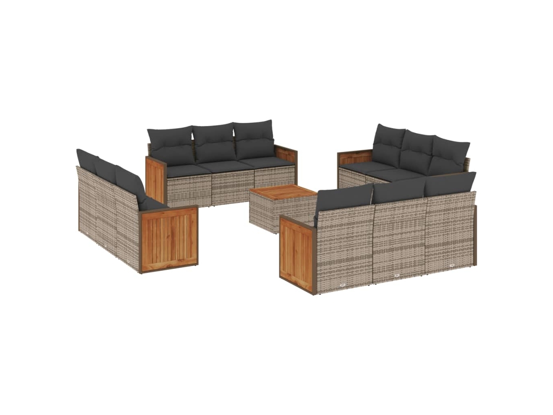 Maison Exclusive - Set Sofás De Jardín Con Cojines 13 Piezas Ratán Sintético Gris