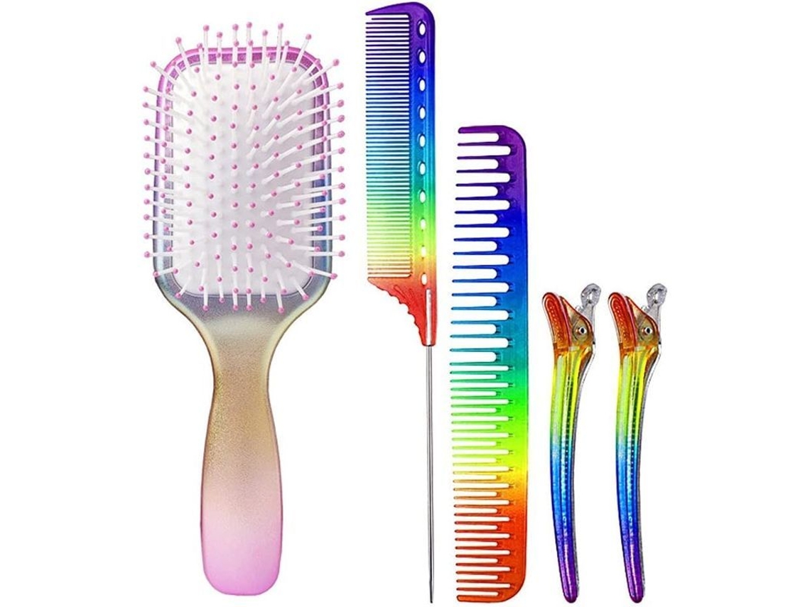 Juego De Peines Con Cojín De Aire De 5 Piezas, Herramientas De Peluquería, Peine De Dientes Anchos Para Desenredar El Cabello.