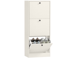 Zapatero Compacto De 3 Puertas, De Madera Blanca.