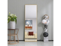 Espejo de cuerpo entero de 162x53 cm, para suelo o pared, marco de aluminio dorado, espejo rectangular grande para salón y dormitorio YCONE