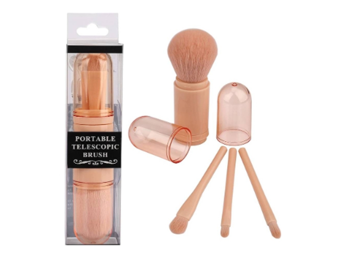 Juego de brochas de maquillaje retráctiles 4 en 1, mini brocha de maquillaje facial naranja Gusshious