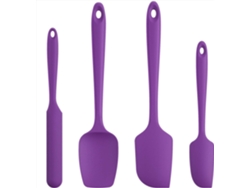 4 Raspa Masas - Silicona - 315°c Resistente Al Calor - Espátula Antiadherente - Una Pieza - Morado