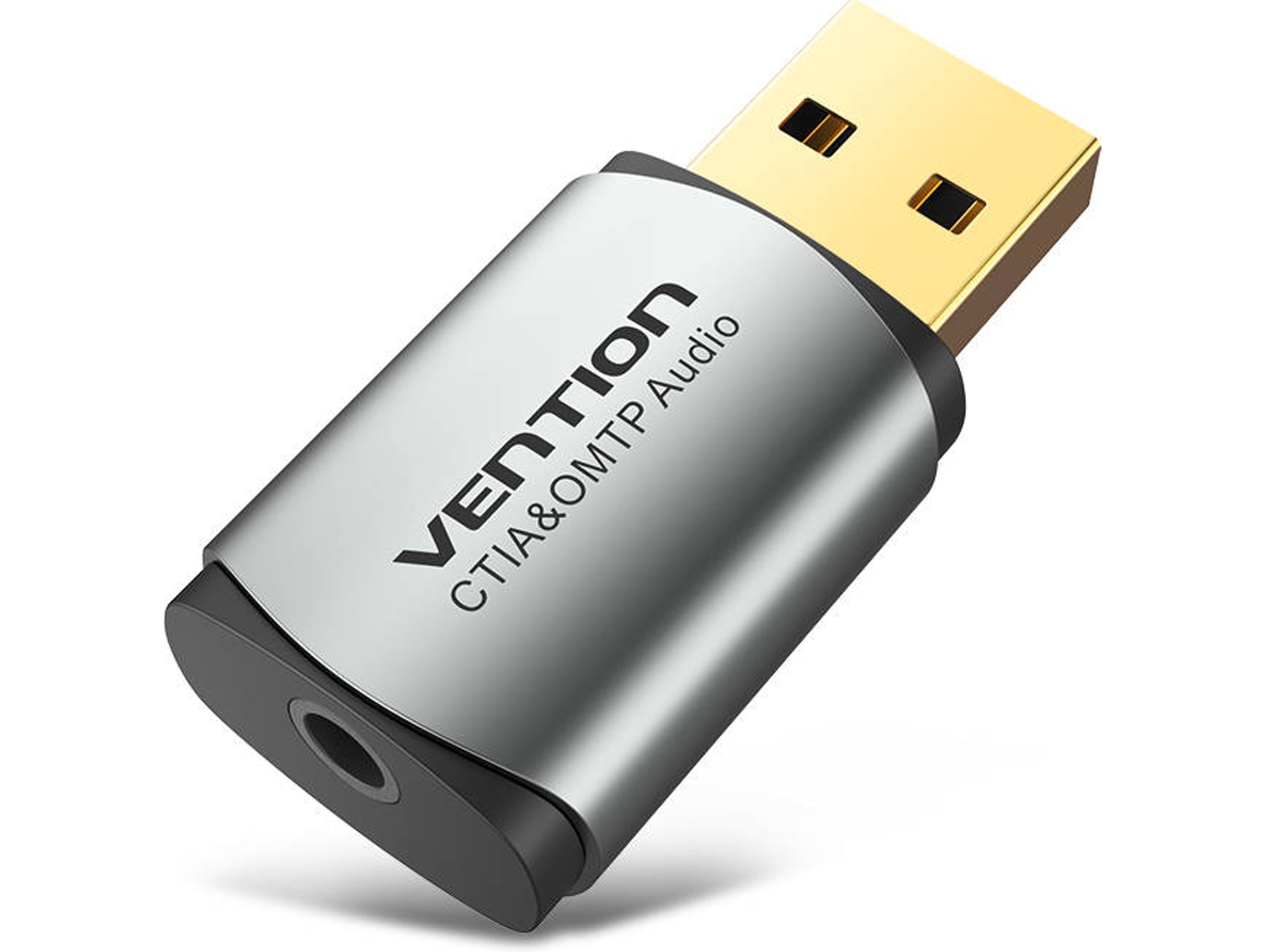 Adaptador VENTION placa de sonido USB externa (OMTP-CTIA) para Jack 3.5mm hembra - Gris Metalizado
