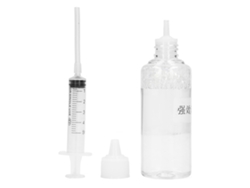 Solución limpiadora de tinta para impresoras de inyección de tinta con jeringa.