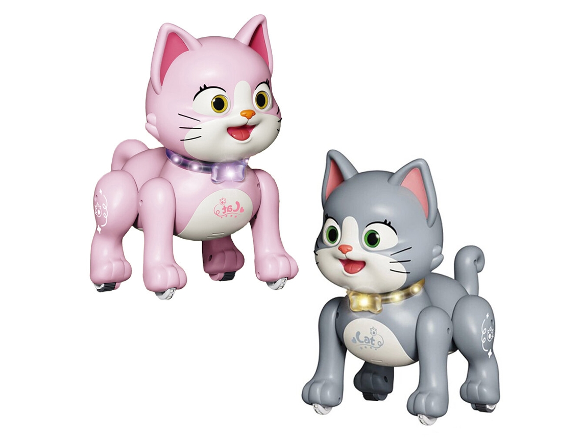Gato Robot Rosa Con Control Remoto De 2.4 Ghz, Recargable, Con Luces Y Música, Juguetes Para Niños.