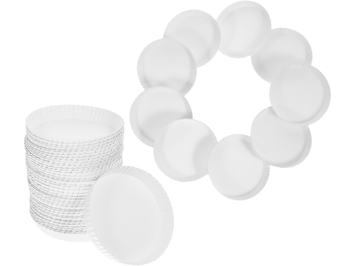 Paquete de 100 tapas desechables para vasos de papel, 7 cm, antiderrames, biodegradables Chaberlu