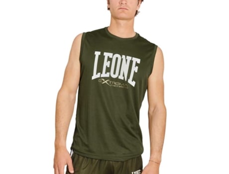 Camiseta sin Mangas de Hombre para Fitness LEONE1947 Logo Verde (XL)