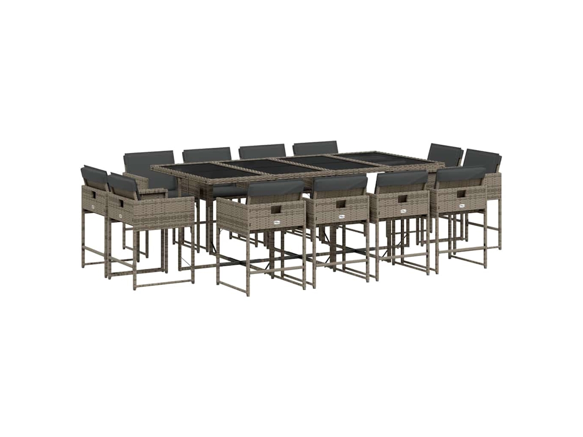 Maison Exclusive - Set Comedor De Jardín Con Cojines 13 Pzas Ratán Sintético Gris