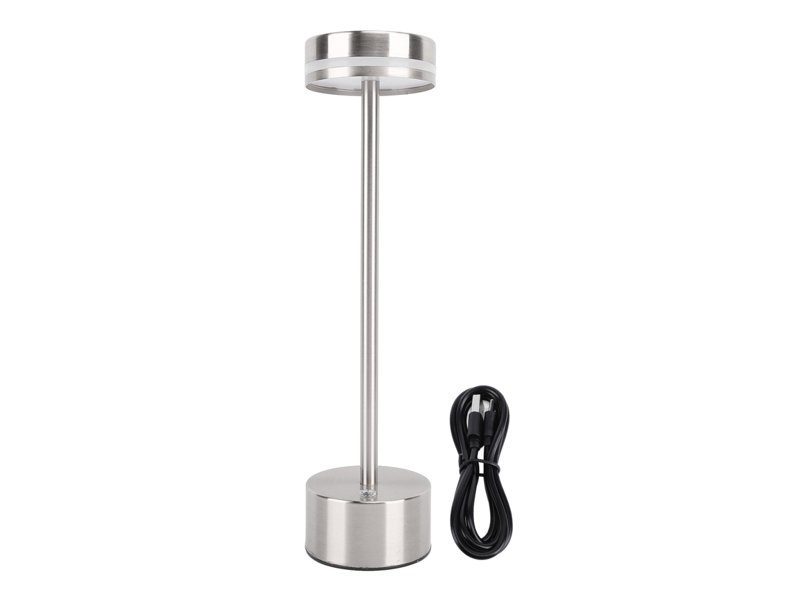 2026-lámpara De Mesa Inalámbrica Recargable Moderna Regulable 3 Temperaturas De Color Portátil De Noche Plata