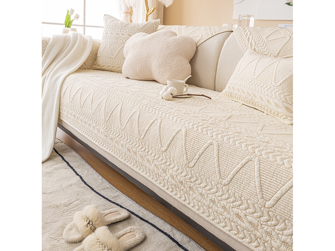 Funda de asiento de sofá antideslizante Protector de cojín de sofá -01-Beige blanco-110x210cm LUUCOZK