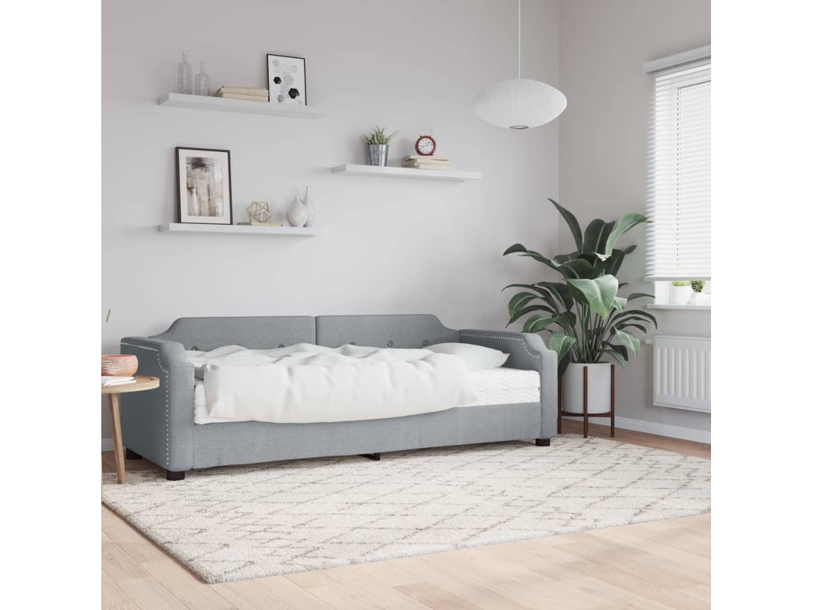 Sofá Cama Con Colchón Tela Gris Claro 80x200 Cm