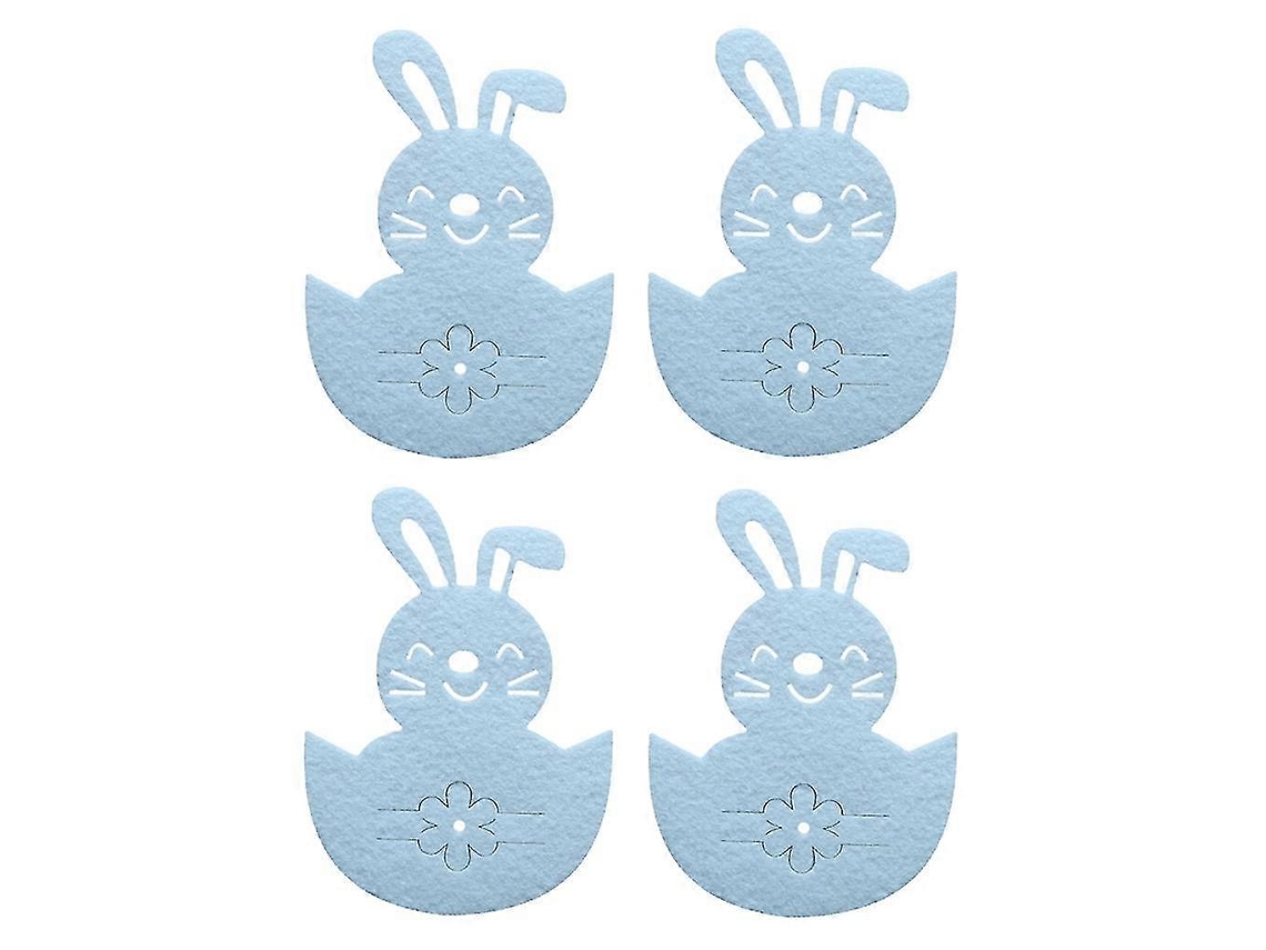Organizador de cubiertos con diseño de conejito de Pascua, juego de 4 bolsas para guardar cubiertos, color blanco.
