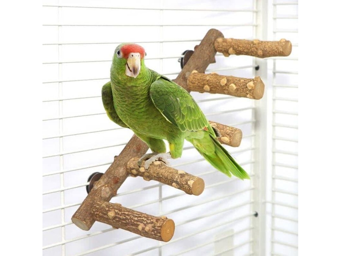 Escalera Perch Para Aves De Madera Natural Juguete Masticable Para Periquitos Cotorras Medianos Pequeños Tamaño M