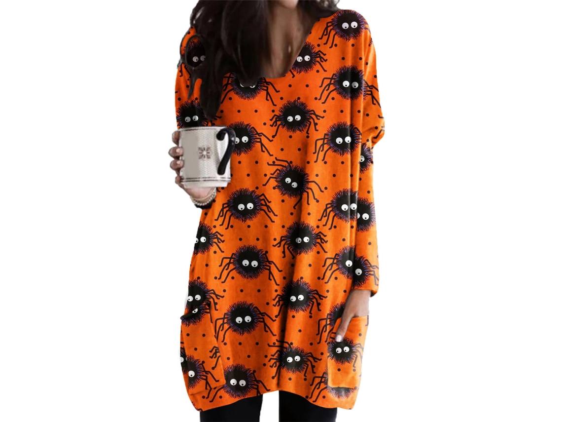 2026altiro-sudadera Con Estampado De Halloween Para Mujer, Manga Larga, Cuello Redondo, Suelta Con Bolsillos Tipo 3 Xxl