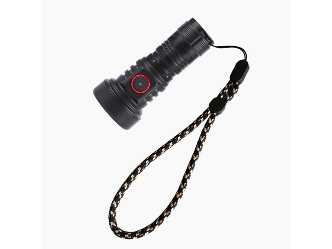 Linterna LED USB recargable T20 con 5 LED y 1000 lúmenes (pilas no incluidas) (negra)
