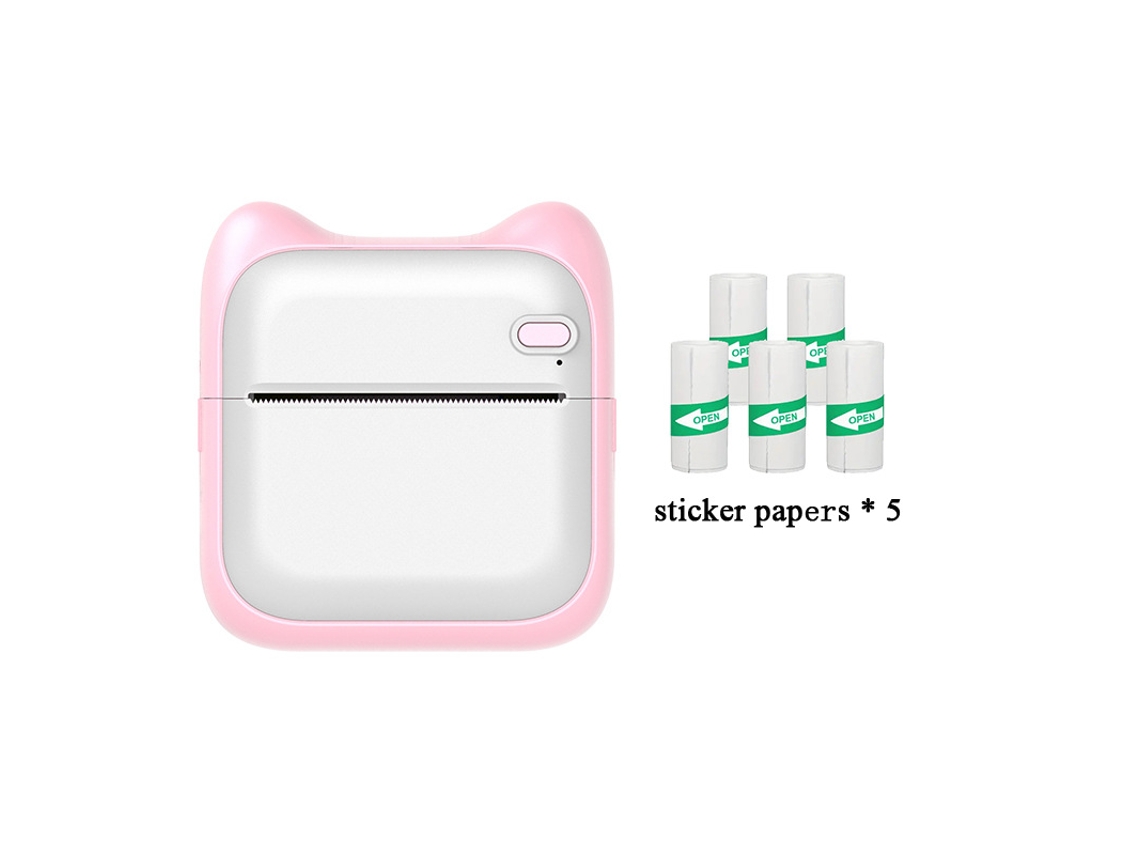 Impresora Térmica Bluetooth Rosa (5 Rollos De Papel Autoadhesivo) SIURN