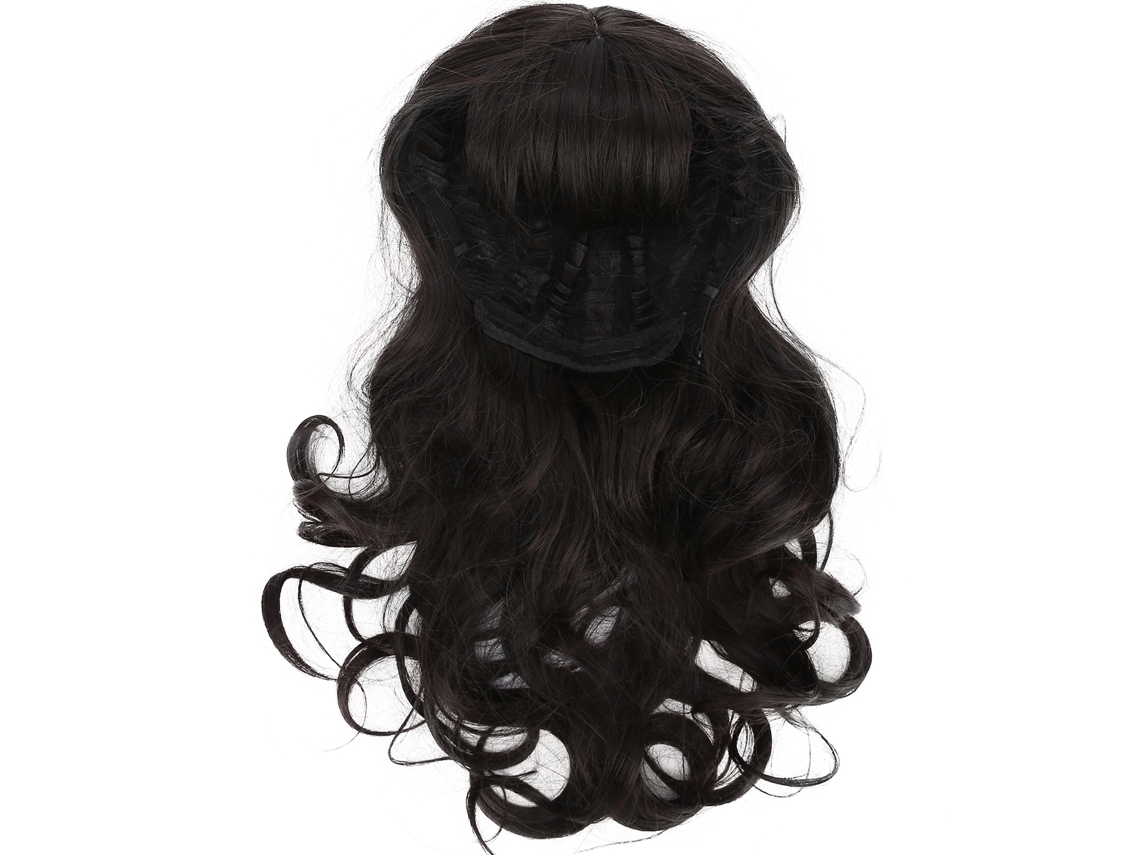 Peruca longa, ondulada e cacheada preta para mulheres, ideal para o dia a dia e festas (modelo 2026).