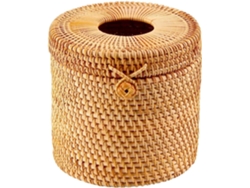 Porta rollos de papel higiénico decorativo de mimbre con tapa para guardar rollos de papel higiénico y pañuelos - Gokoco