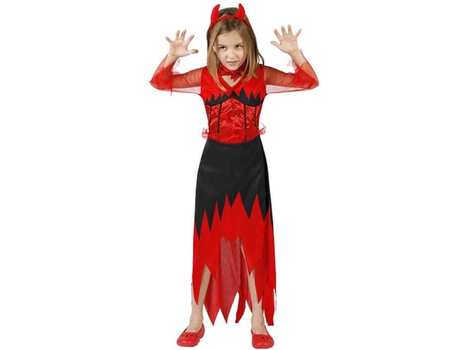 Disfraz de Niña DISFRAZZES Diablesa Negra Y Roja (Talla: 5 a 6 años)