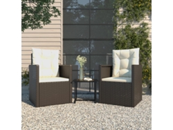 3 Pcs Conjunto Lounge Ao ar livre C/ Almofadões Vime Pe Preto Dkd Home Decor