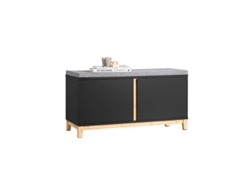 SOBUY FSR117-SCH Banco De Almacenamiento Con 2 Puertas Negro