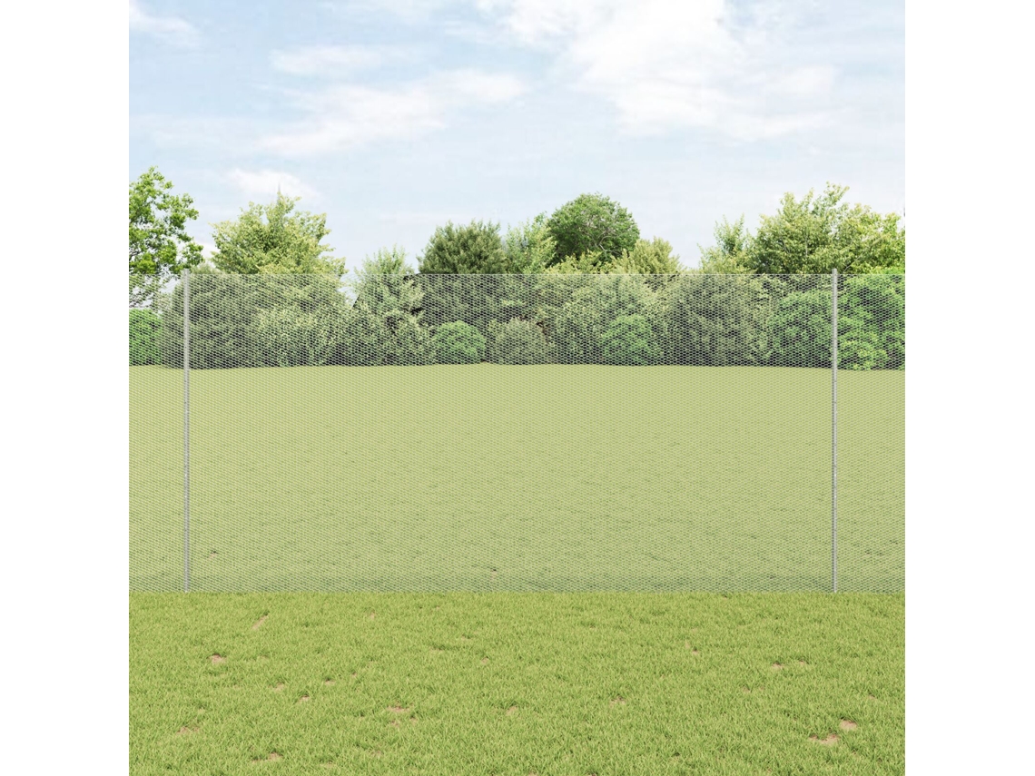 Postes para cercas (10 unidades, canal en U, 150 cm, acero galvanizado), cerca hexagonal de 1,5 x 10 m, acero galvanizado, Lovely Home