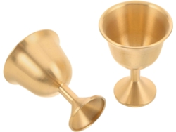 Juego De 2 Copas De Latón Macizo Chapadas En Oro, Cálices Medievales De Tamaño Mediano.