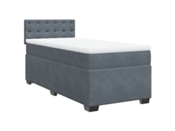 Maison Exclusive - Cama Box Spring Con Colchón Terciopelo Gris Oscuro 90x200 Cm