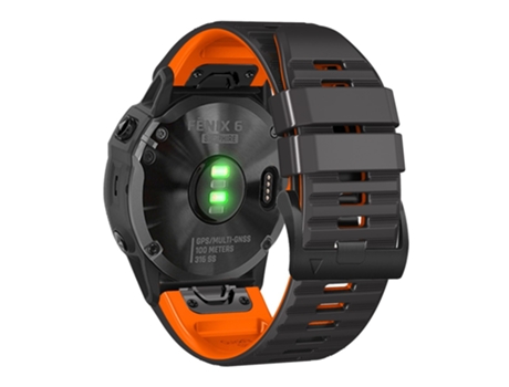 Correa de Silicona rayas horizontales ajustable para Garmin Tactix Delta/Enduro - negro/naranja