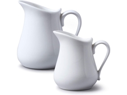 2026-set De 2 Jarrones De Porcelana Tradicionales (450 Ml Y 250 Ml) Blanco, Resistente Y Apto Para Lavavajillas