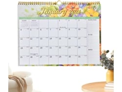 Calendario 2026-2027, Diseño Floral, 36, 8 X 30 Cm, Mensual 2026-2027, 18 Meses, Para Escritorio, Oficina