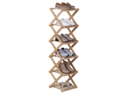 Relaxdays Estantería Para Zapatos Plegable, 6 Baldas, 105 X 28 X 28 Cm, Bambú Natural