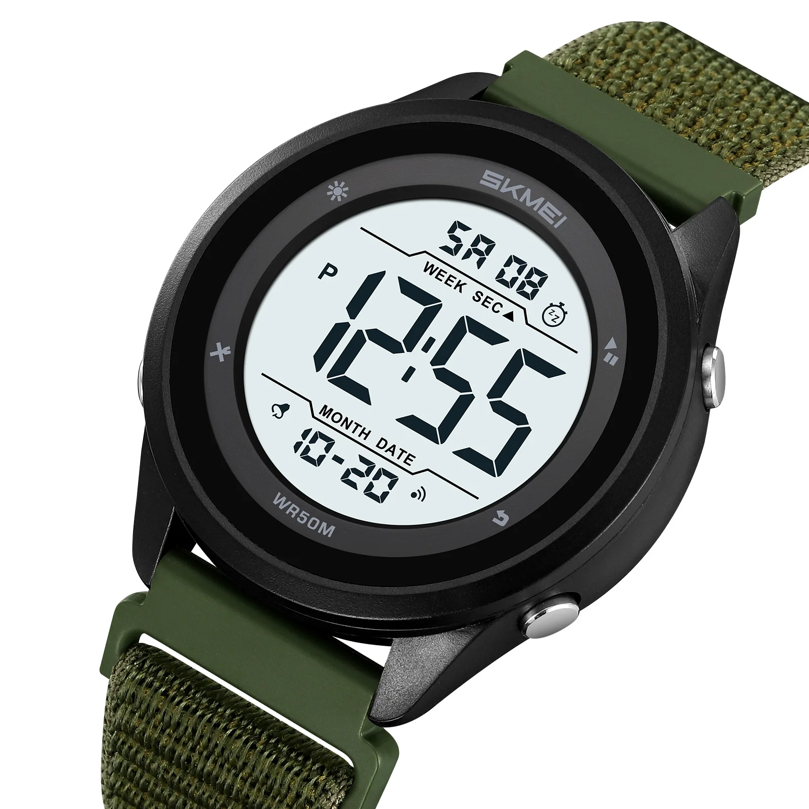 Reloj Deportivo Electrónico Con Correa De Nailon Ultrafina, Alarma, Luminoso E Impermeable.