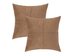Juego De 2 Fundas De Almohada De Piel Sintética, 45,7 X 45,7 Cm