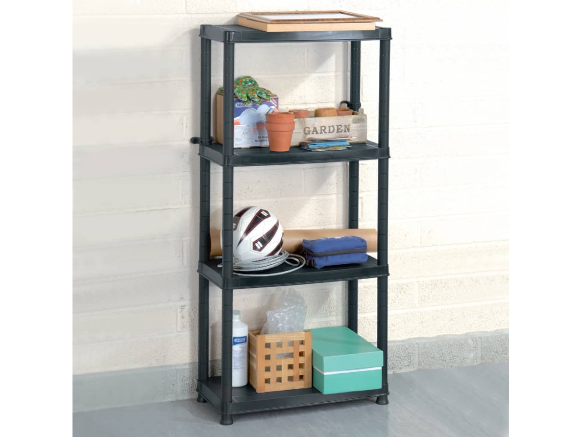 Mueble con 4 estantes 61x30,5x130 cm Plástico Negro Dkd Home Decor