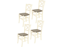 Conjunto de 4 Cadeiras T M C S Cross 332AB-NL025 (Branco - 88x43x46 cm - Madeira)