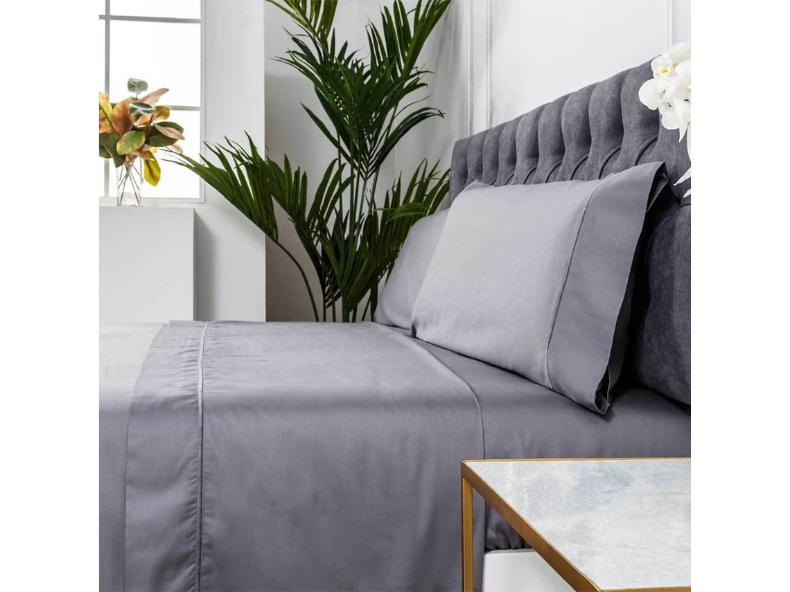 Juego de Sábanas COTTON ARTEAN (Gris - Cama de 160 cm - Algodón)