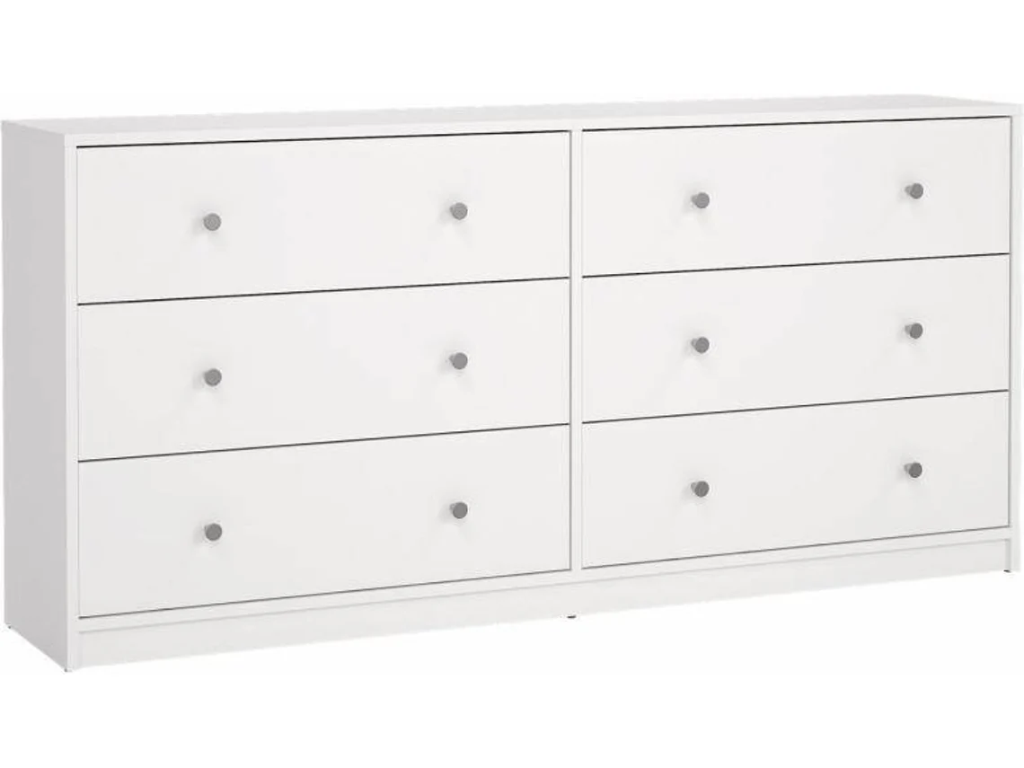 Cómoda de 6 cajones TVILUM Aveiro Blanco (143,1 x 30,1 x 68,3 cm)