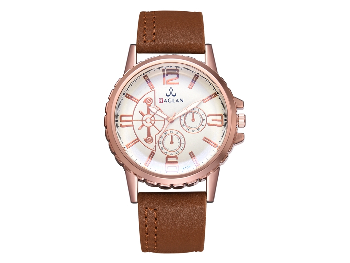 Reloj De Pulsera De Cuarzo Para Hombre Con Correa De Pu, Estilo Casual Y De Negocios, Estilo Café.