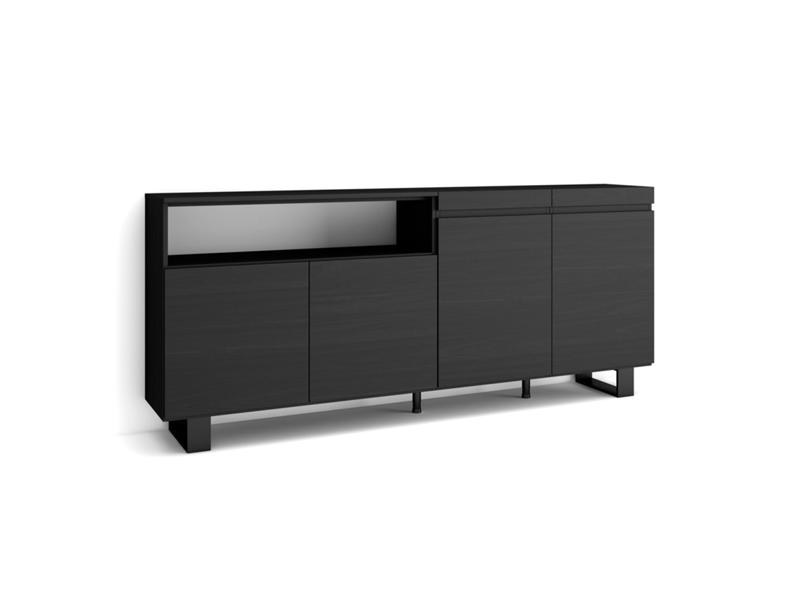 Aparadores para salón 200x87x35cm 4 Puertas Diseño industrial Negro