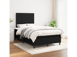 Cama Box Spring Con Colchón Tela Negro 120x200 Cm