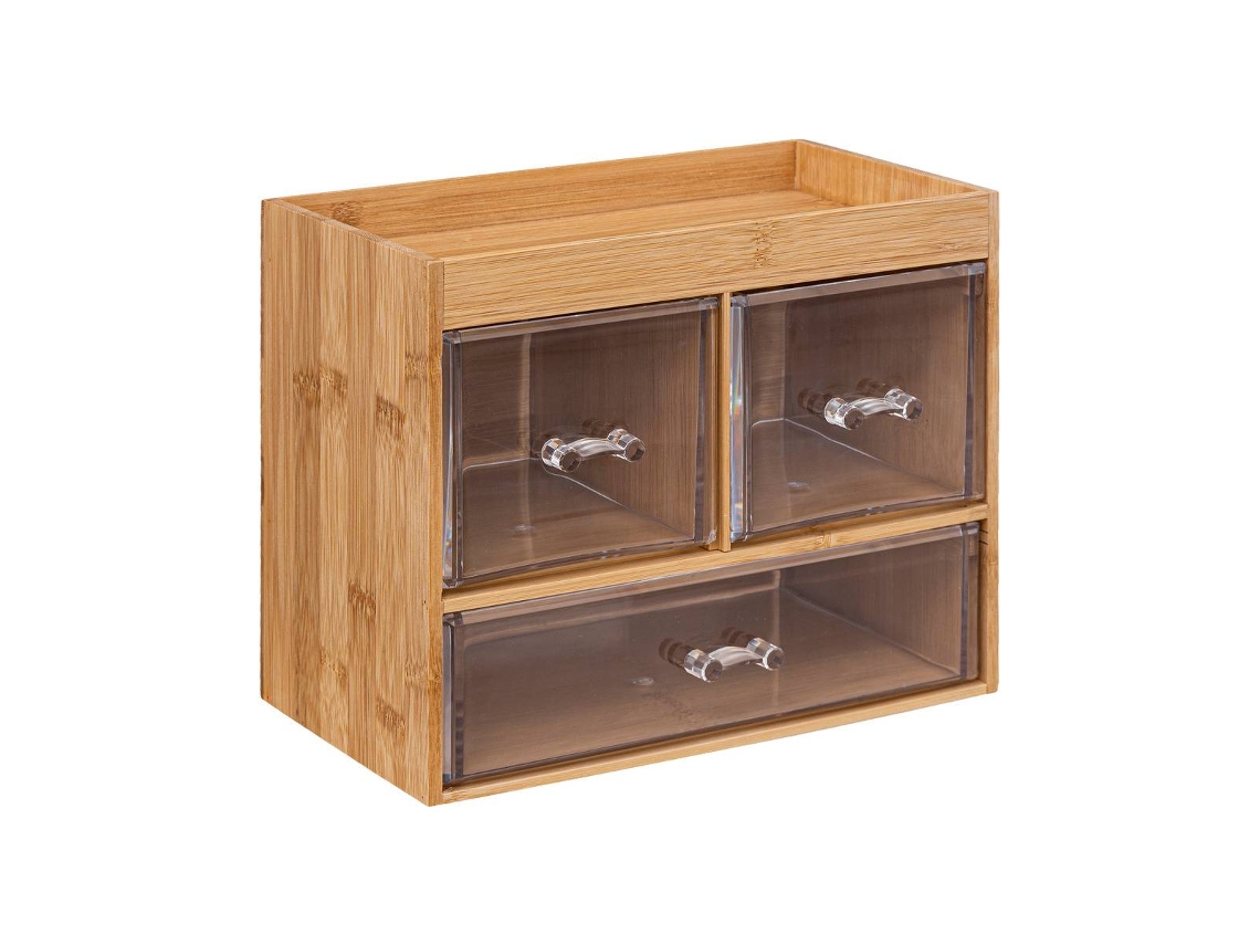 Caja Organizadora Transparente de 3 Cajones de Bambú Selena 5 FIVE SIMPLY SMART